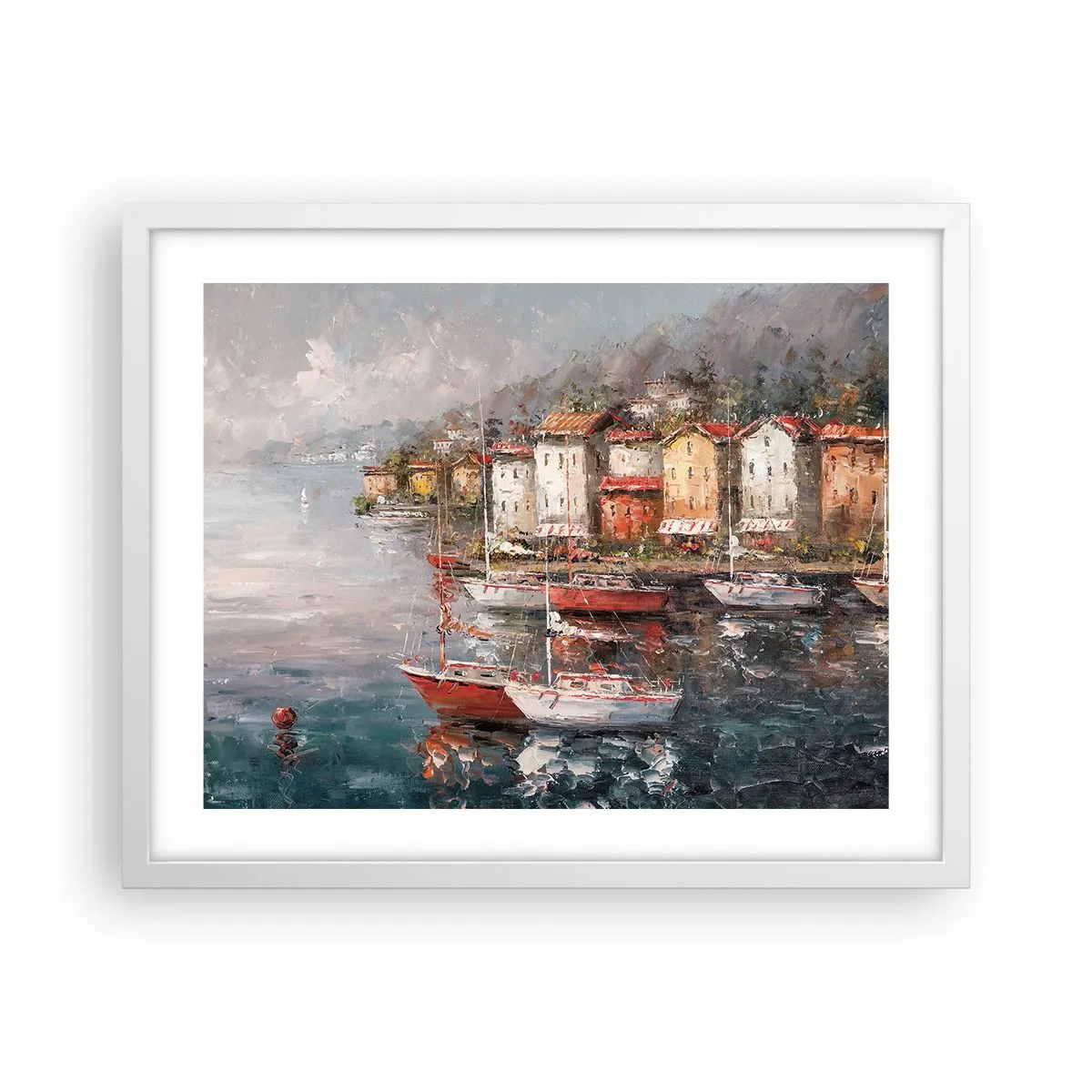Poster în ramă albă - Portul romantic - 50x40 cm