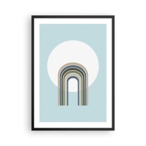 Poster în ramă neagră - Un arc minimalist cu nuanțe pastelate pe un fundal circular - 50x70cm - Atracție irezistibilă - Decorațiune modernă pentru perete pentru living și dormitor ARTTOR