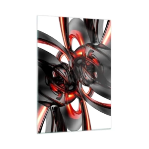 Tablou pe sticlă - Mișcare în grafit și roșu - 50x70 cm
