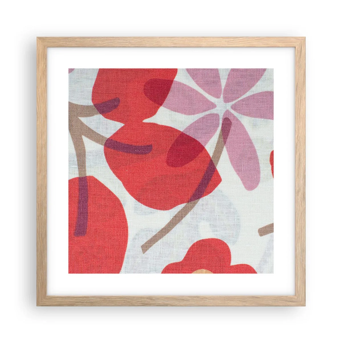Poster în ramă de stejar deschis - Aranjament floral în roz - 40x40 cm