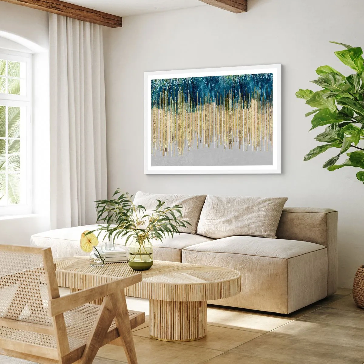 Poster în ramă albă - Granița aurită - 91x61 cm