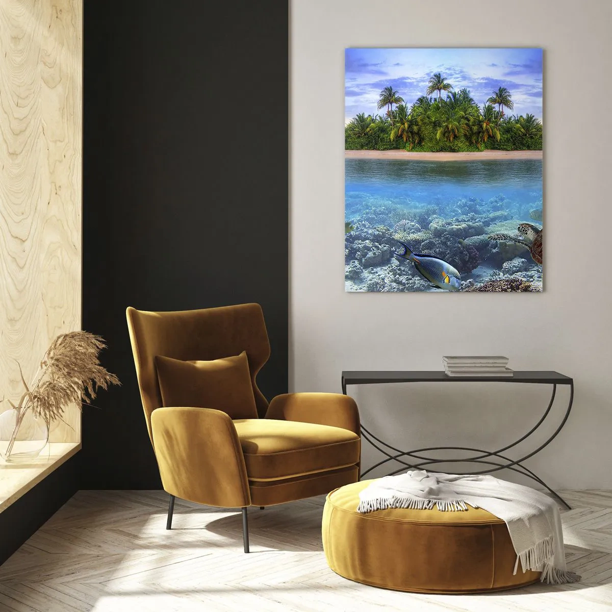 Tablou pe sticlă - Insula paradisiacă vă invită - 50x70 cm