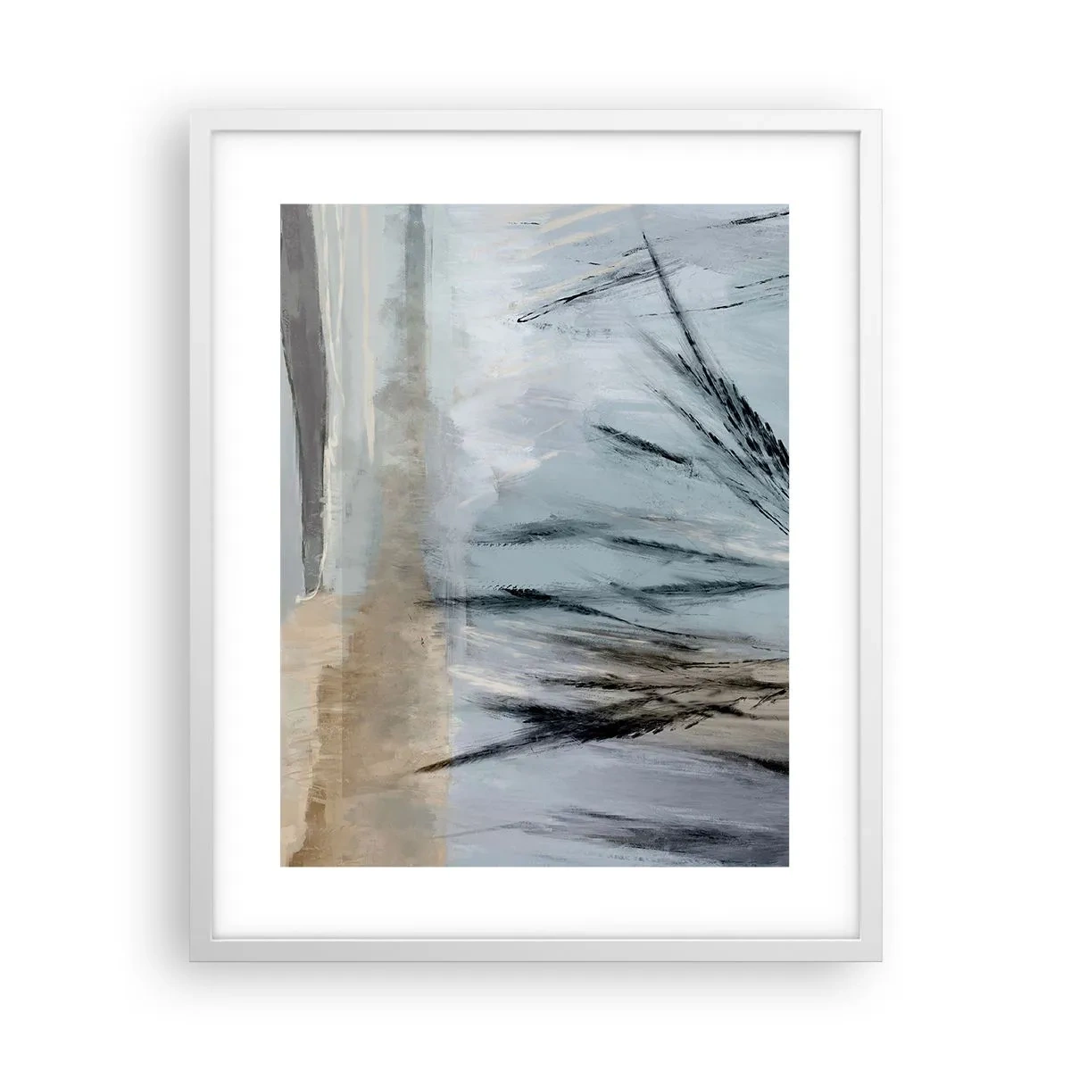 Poster în ramă albă - Câmpuri de iarnă - 40x50 cm