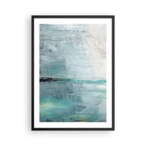 Poster în ramă neagră - Peisaj abstract în nuanțe de albastru și gri - 50x70cm - Orizontal în albastru - Decorațiune modernă pentru perete pentru living și dormitor ARTTOR