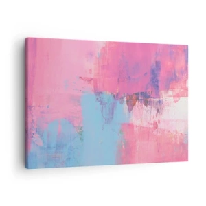 Tablou pe pânză Canvas - Compoziție abstractă în roz și albastru - 70x50cm - Roz, albastru și un strop de lumină - Decorațiune modernă pentru perete pentru living și dormitor ARTTOR