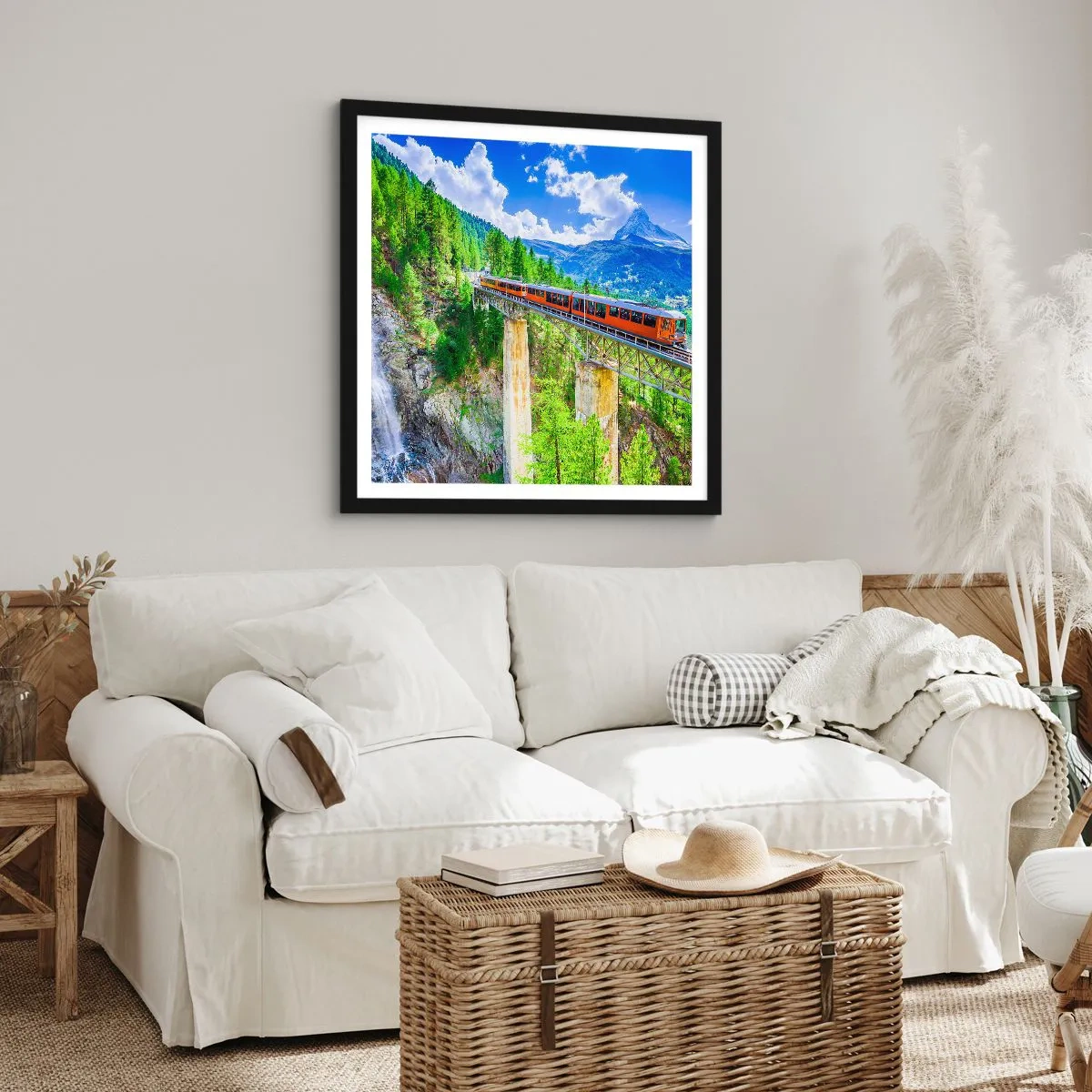 Poster în ramă neagră - Calea ferată din Alpi - 30x30 cm