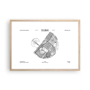 Poster în ramă de stejar deschis - Anatomia Dubaiului - 70x50 cm