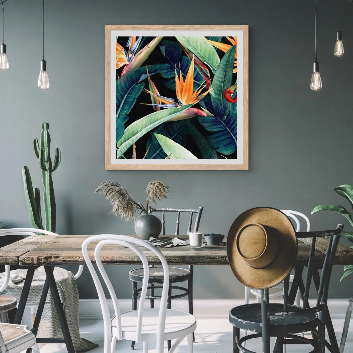 Poster în ramă de stejar deschis - Florile de flacără ale tropicelor - 40x40 cm