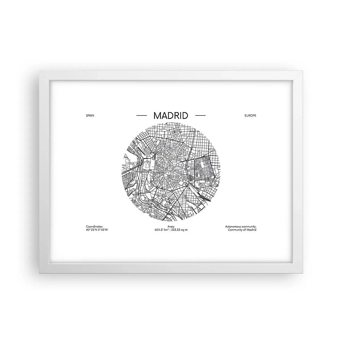 Poster în ramă albă - Anatomia Madridului - 40x30 cm