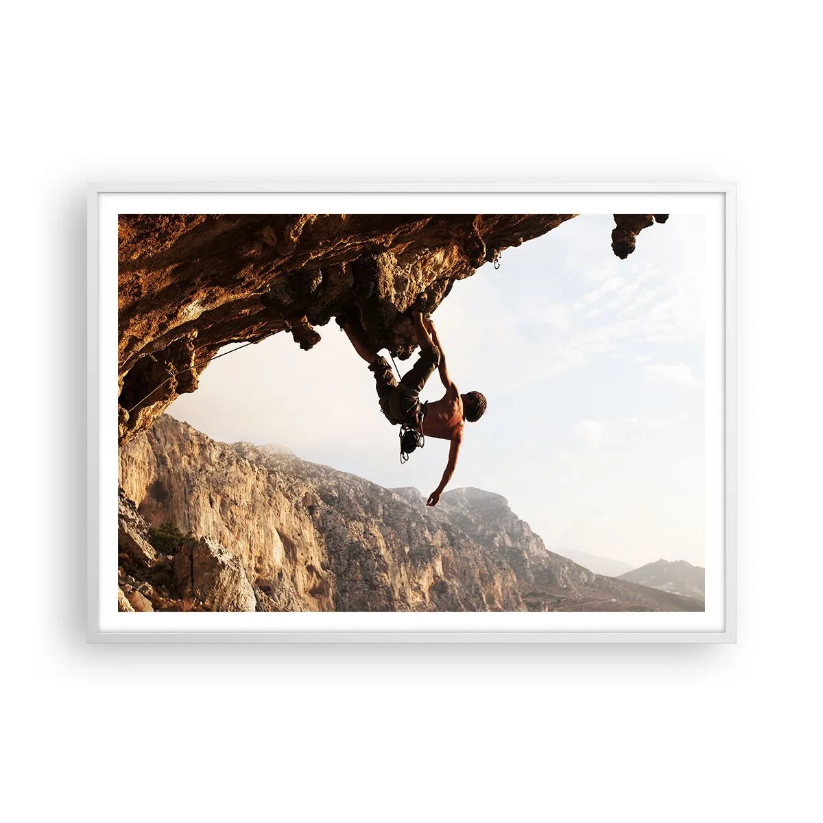 Poster în ramă albă - Lumea s-a micșorat într-un pumn pe un afloriment de bolovani - 100x70 cm