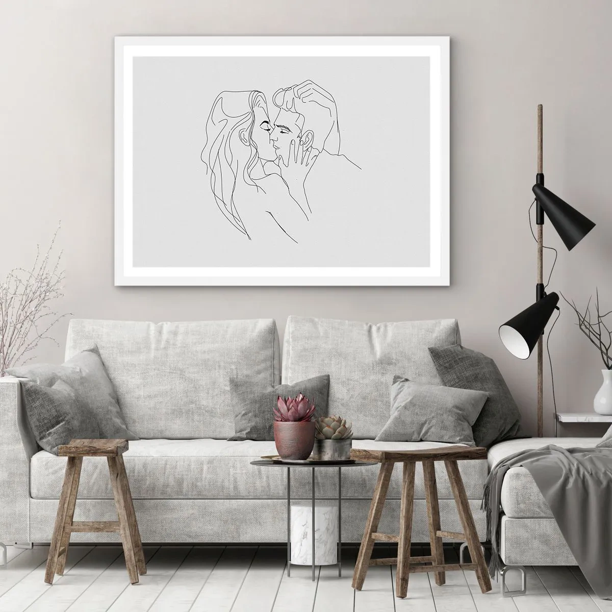 Poster în ramă albă - Cu aceeași linie - 91x61 cm