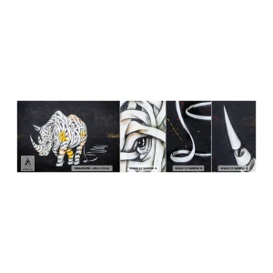 Mostră tapet autocolant Deluxe Sticker - Rinocer cu piele delicată - Abstracția, Rinocer, Abstracția - 100x30 cm