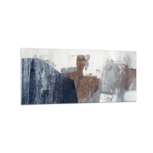 Tablou pe sticlă - Forme albastre-maronii - 120x50 cm