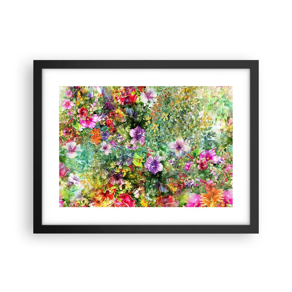 Poster în ramă neagră - Să ne pierdem în flori - 40x30 cm