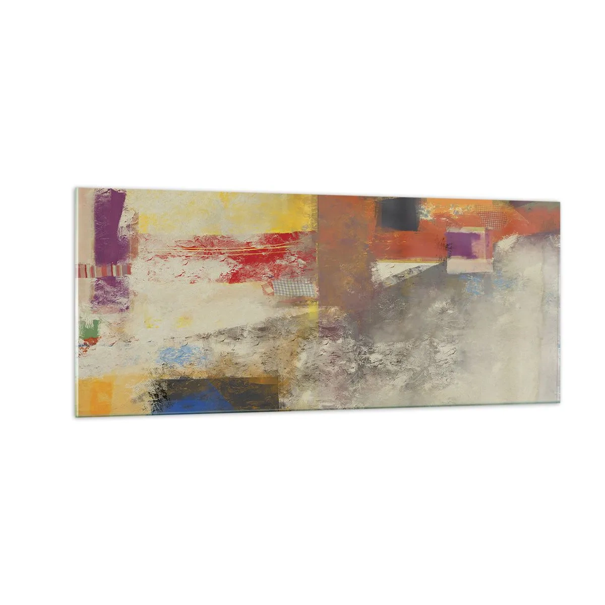 Tablou pe sticlă - Geometria culorilor - 100x40 cm
