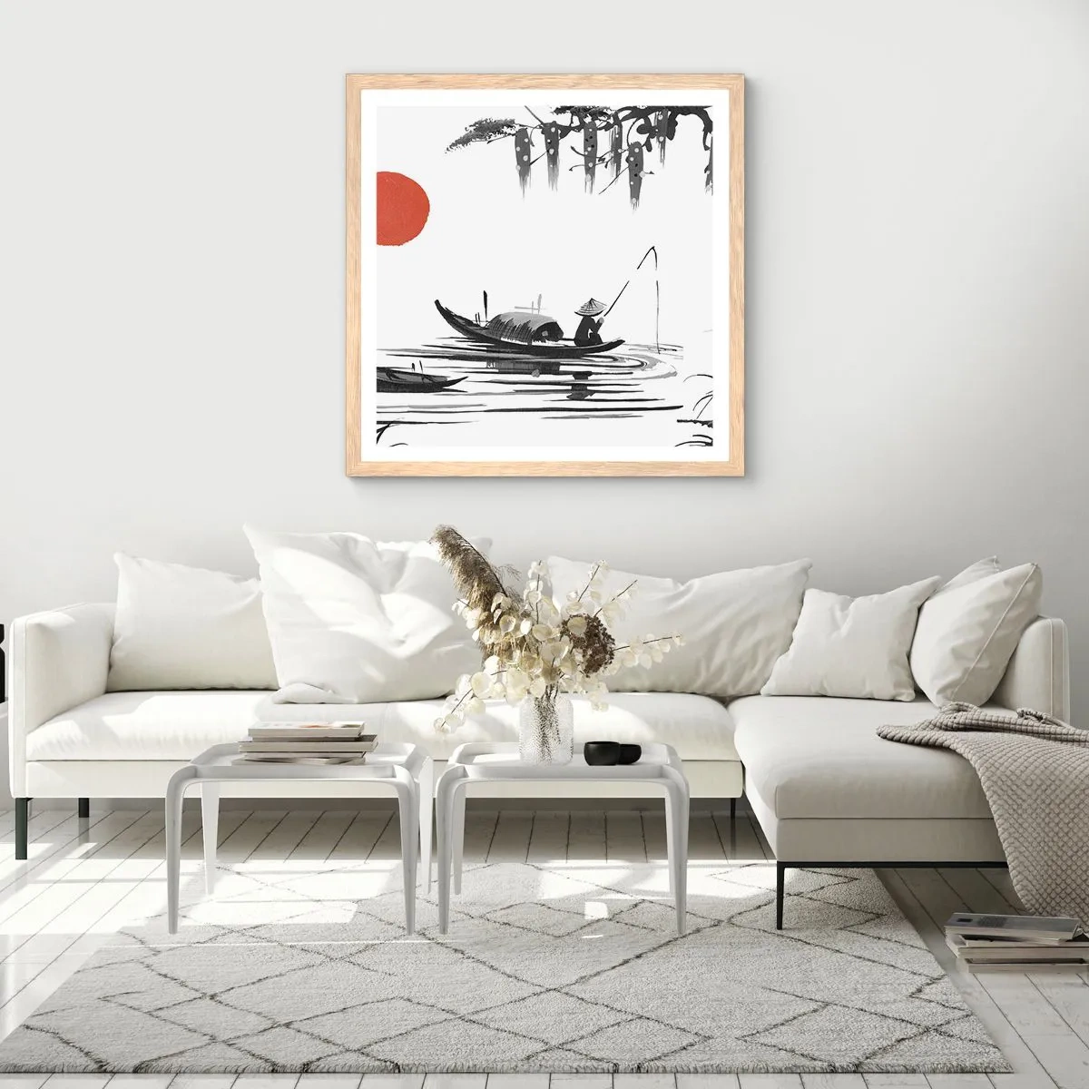 Poster în ramă de stejar deschis - O după-amiază asiatică - 50x50 cm