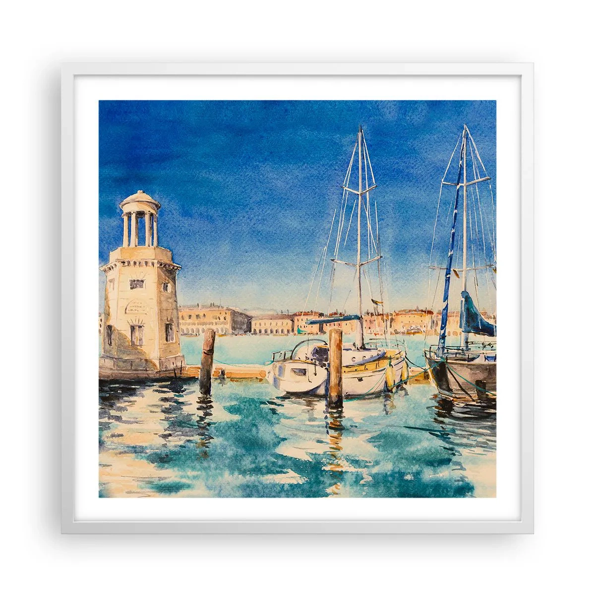 Poster în ramă albă - Laguna însorită - 60x60 cm