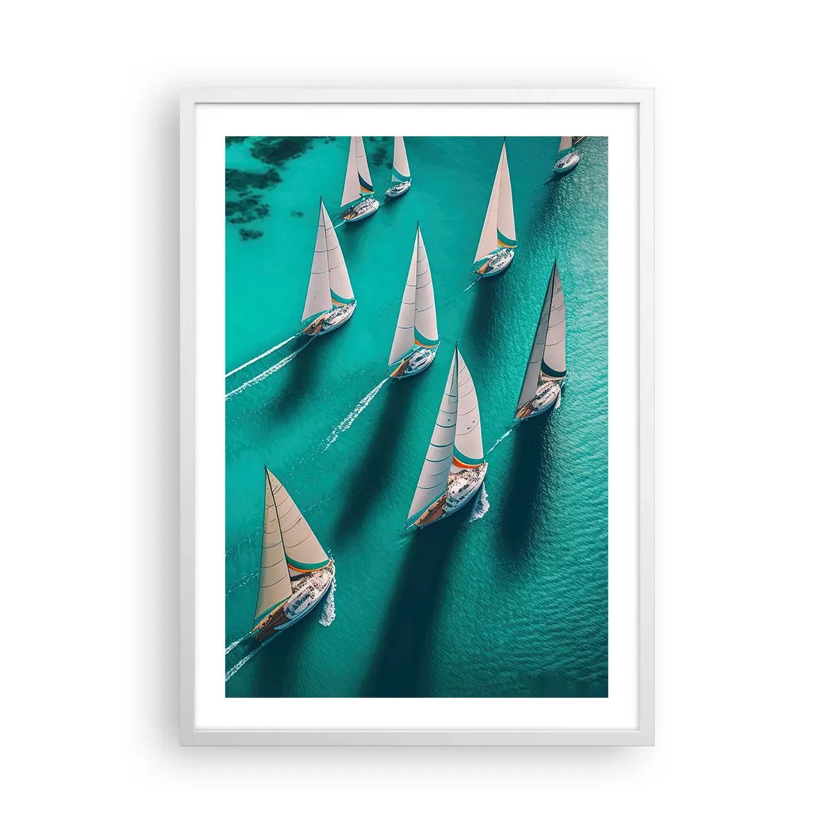 Poster în ramă albă - Cursa cu vântul - 50x70 cm