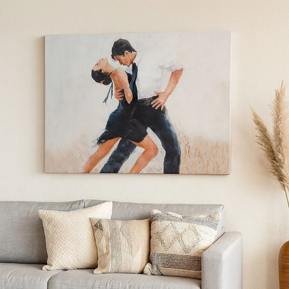 Tablou pe pânză Canvas - Un cuplu dansând într-o fotografie elegantă și senzuală - 70x50cm - Tangoul visurilor mele - Decorațiune modernă pentru perete pentru living și dormitor ARTTOR