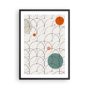 Poster în ramă neagră - Abstracție geometrică modernă cu accente colorate - 50x70cm - În spiritul pop-art - Decorațiune modernă pentru perete pentru living și dormitor ARTTOR