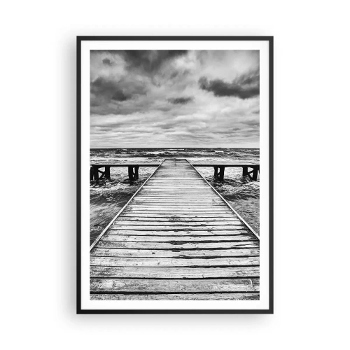 Poster în ramă neagră - Aștept ca vântul să fugărească... - 70x100 cm