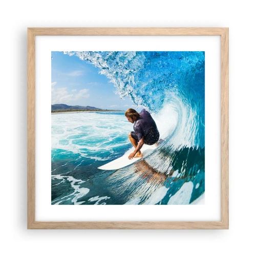 Poster în ramă de stejar deschis - Dansând cu valurile - 40x40 cm