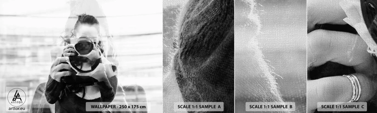 Mostră tapet Premium Canvas - Creator și material - Abstracția, Fotograf, Femeie - 100x30 cm