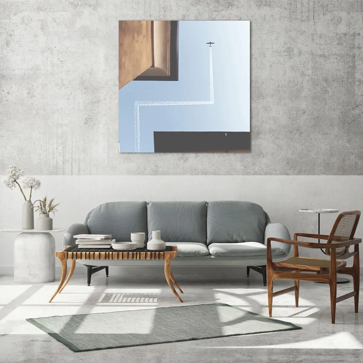 Tablou pe sticlă - Deasupra labirintului urban - 60x60 cm