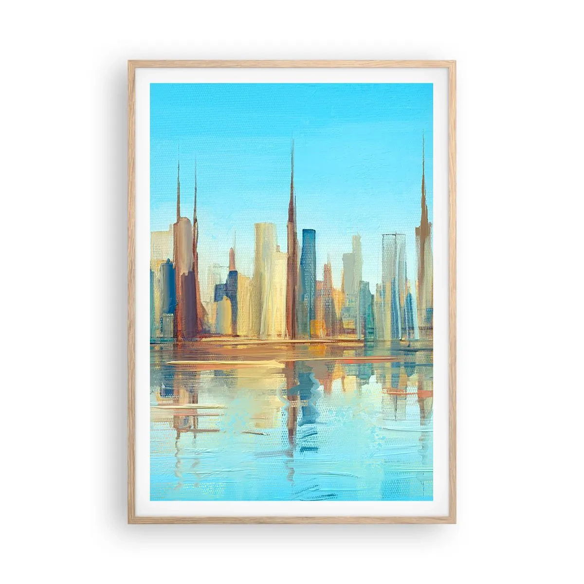 Poster în ramă de stejar deschis - Metropola însorită - 70x100 cm