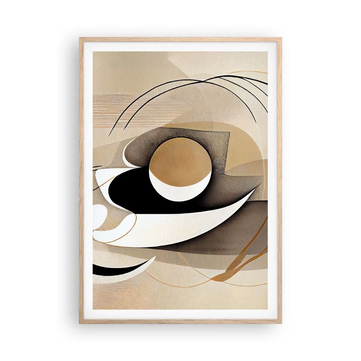 Poster în ramă de stejar deschis - Compoziție - nucleu - 70x100 cm