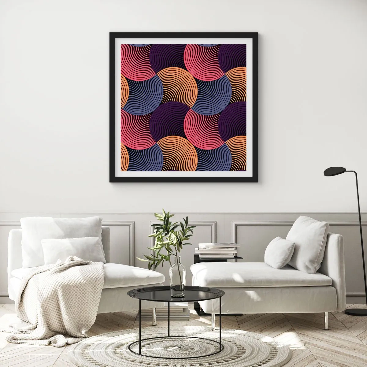 Poster în ramă neagră - Într-un ritm de cerc - 30x30 cm