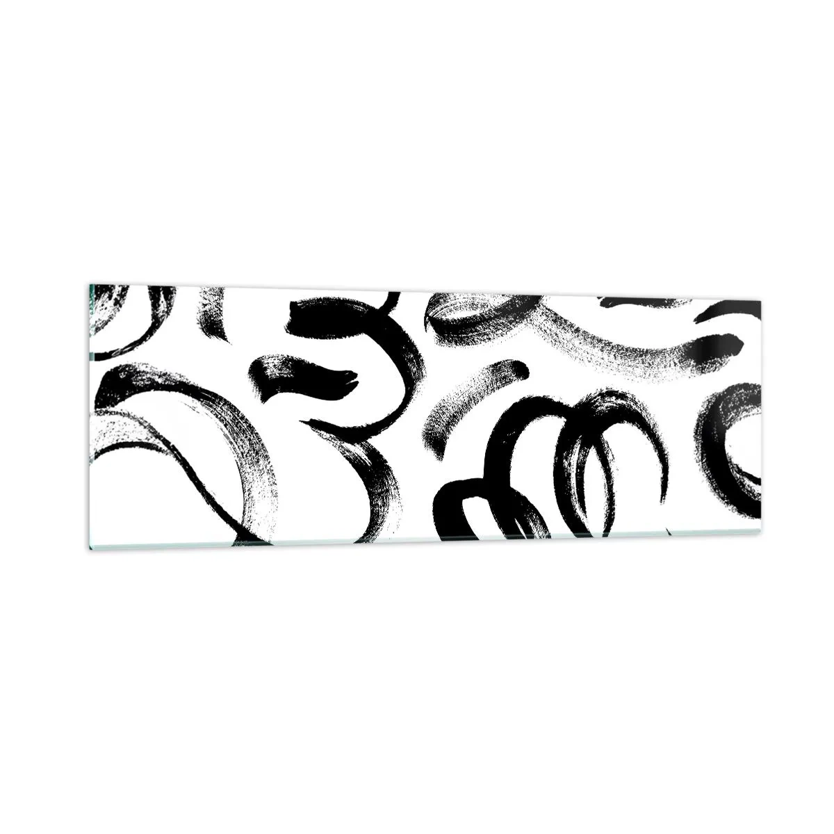 Tablou pe sticlă - Negru pe alb - 90x30 cm