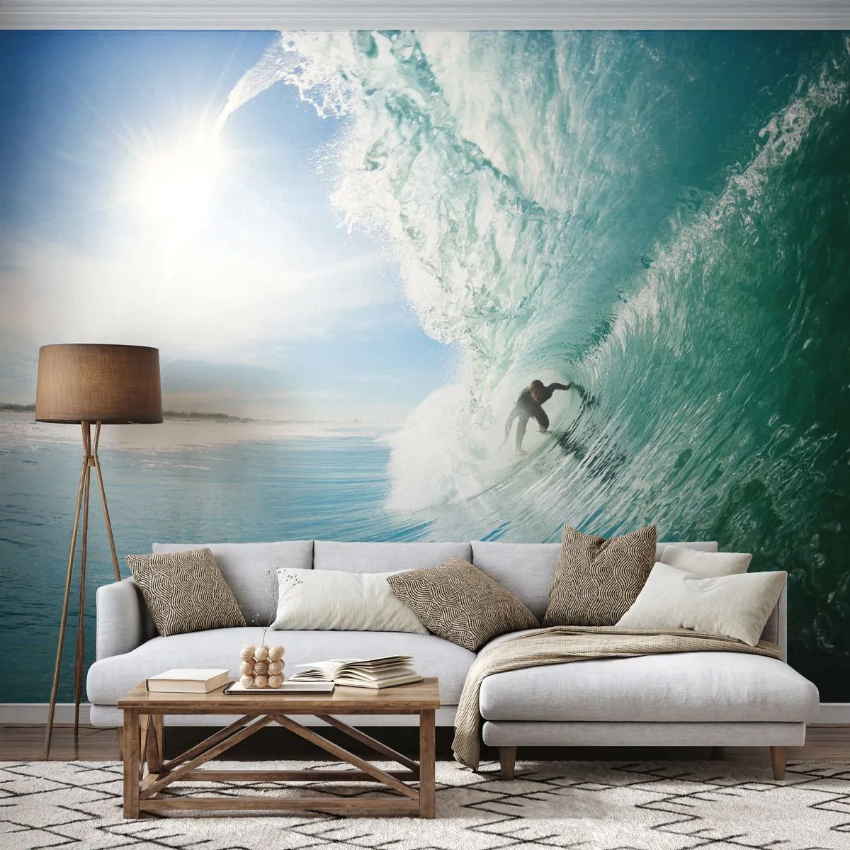 Tapet Premium Canvas - Întotdeauna pe val - Peisaj, Ocean, Surfer - 250x175 cm