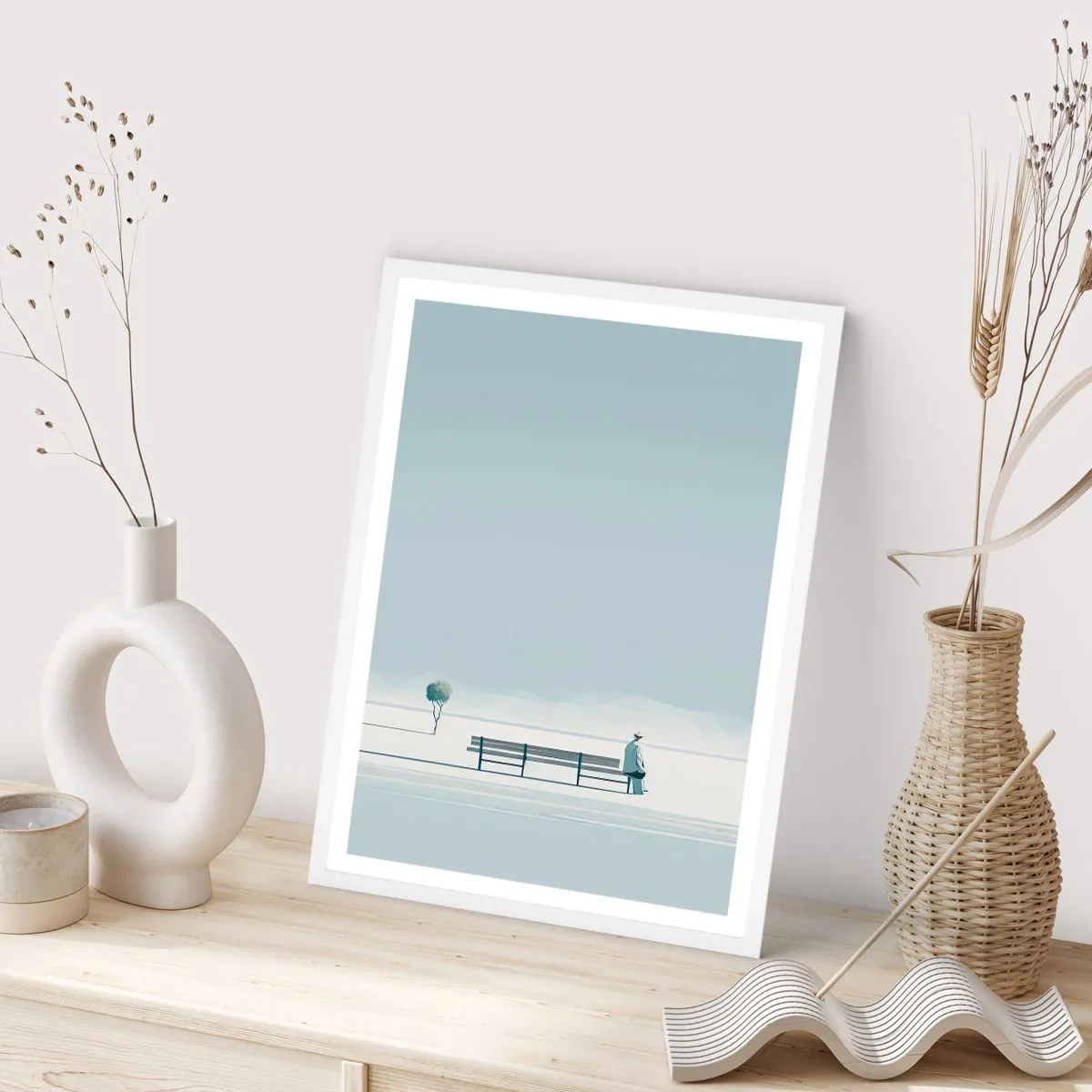 Poster în ramă albă - Da, aștept. - 61x91 cm