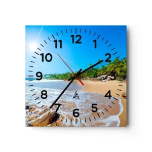 Ceas de perete - Ceas pe sticlă - Un loc exotic pentru tine - 40x40 cm