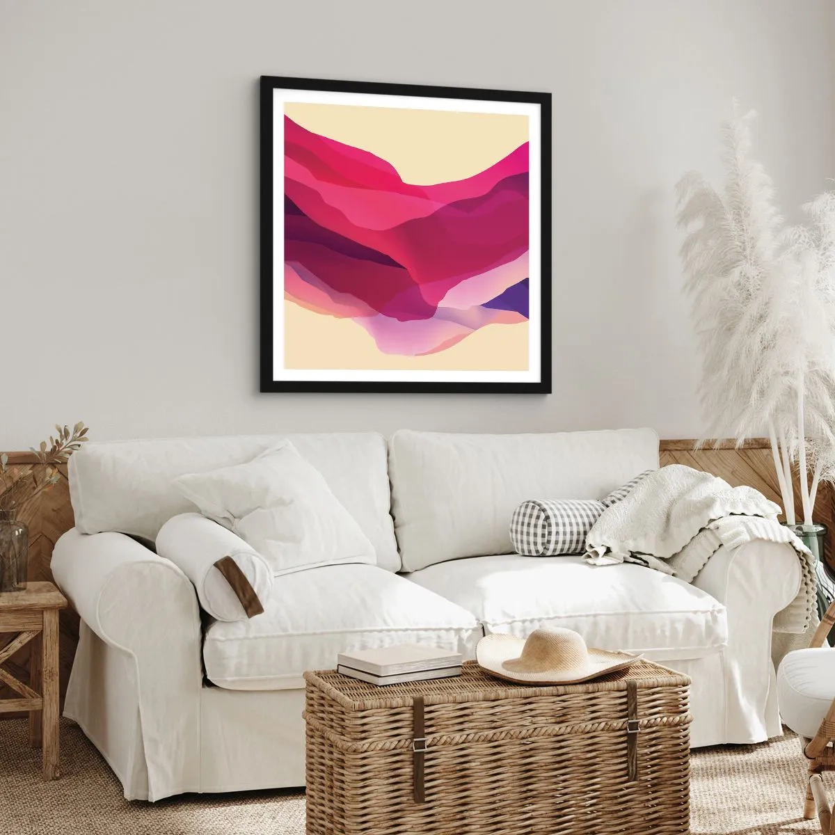 Poster în ramă neagră - Valuri de violet - 40x40 cm