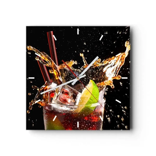 Ceas de perete - Ceas pe sticlă - Bucurie și energie colorată - 30x30 cm