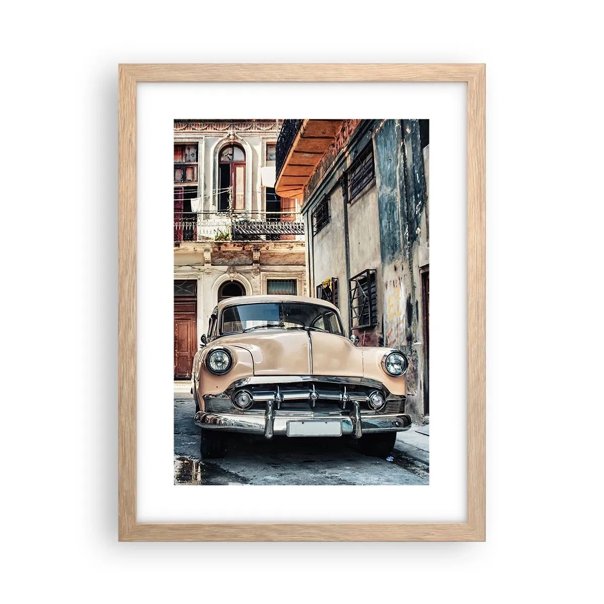 Poster în ramă de stejar deschis - O siestă în Havana - 30x40 cm