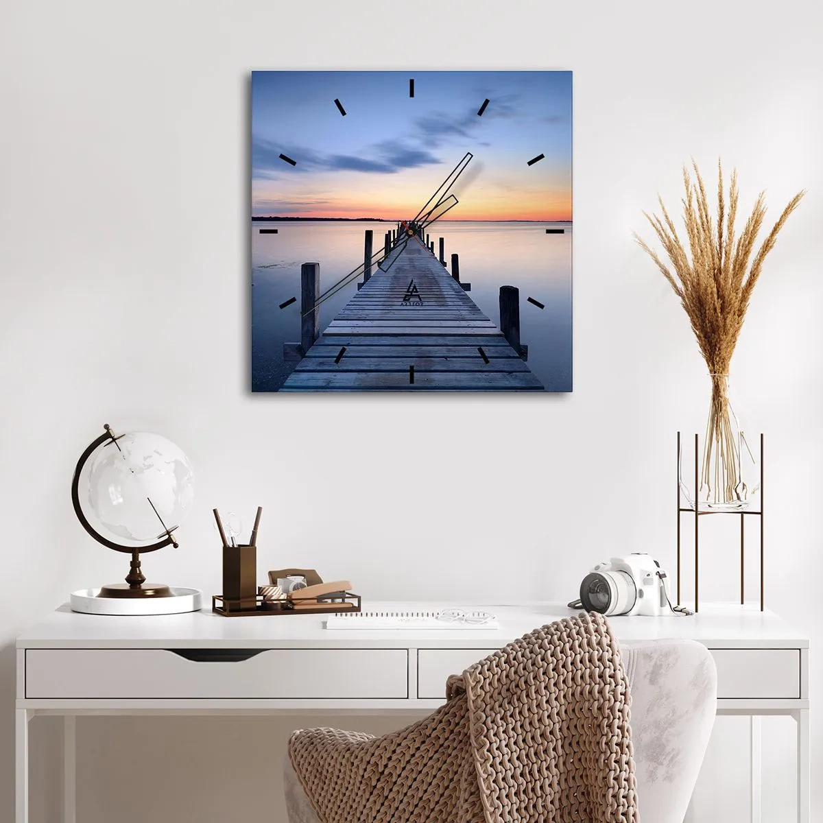 Ceas de perete - Ceas pe sticlă - Calmul unui amurg senin - 30x30 cm