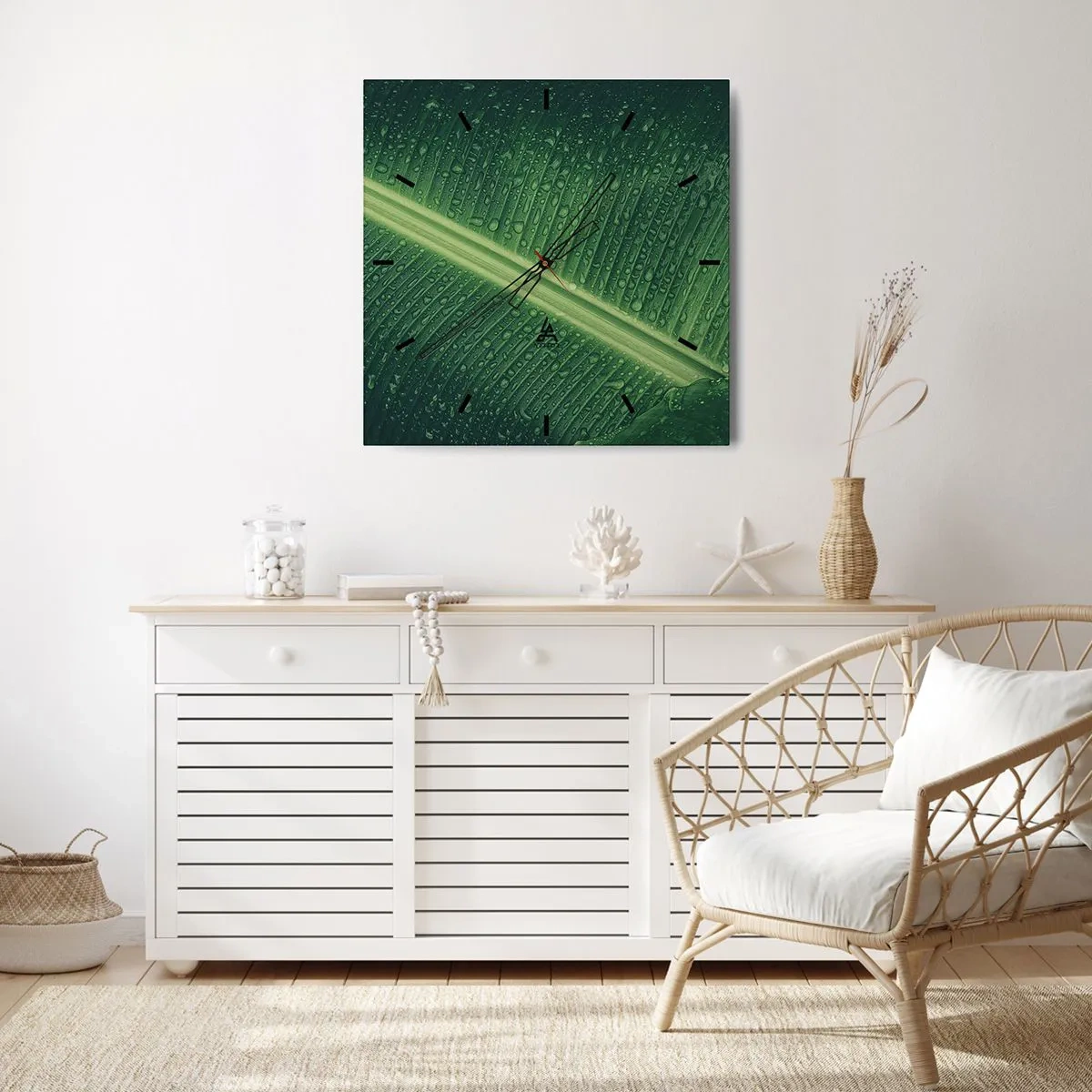 Ceas de perete - Ceas pe sticlă - Structura verdelui - 40x40 cm