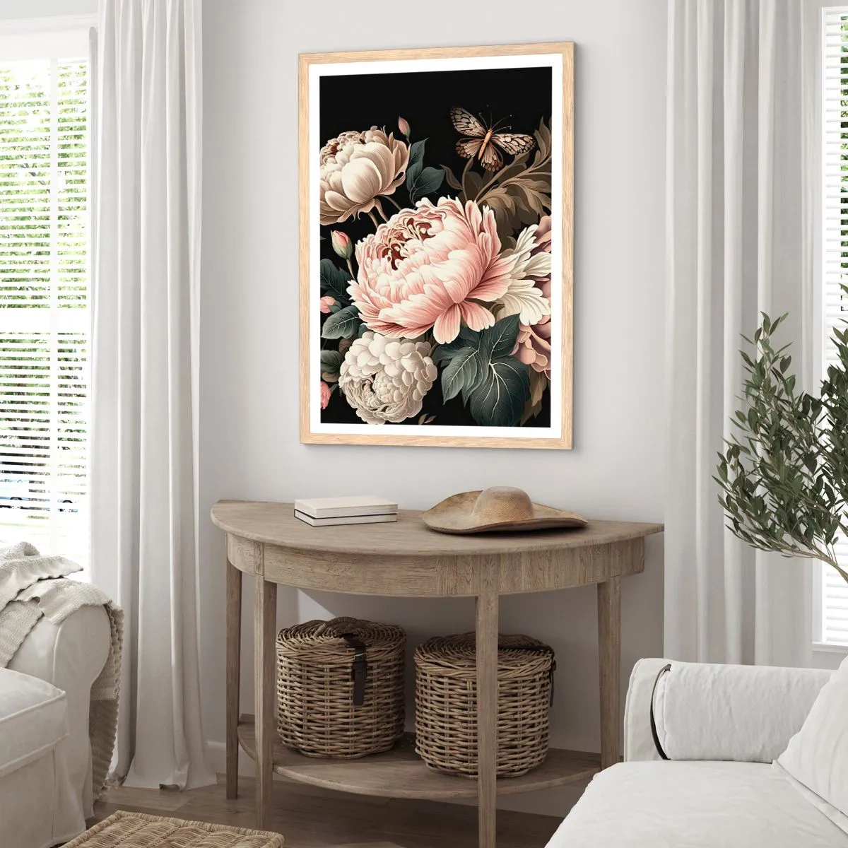 Poster în ramă de stejar deschis - În stil baroc - 70x100 cm