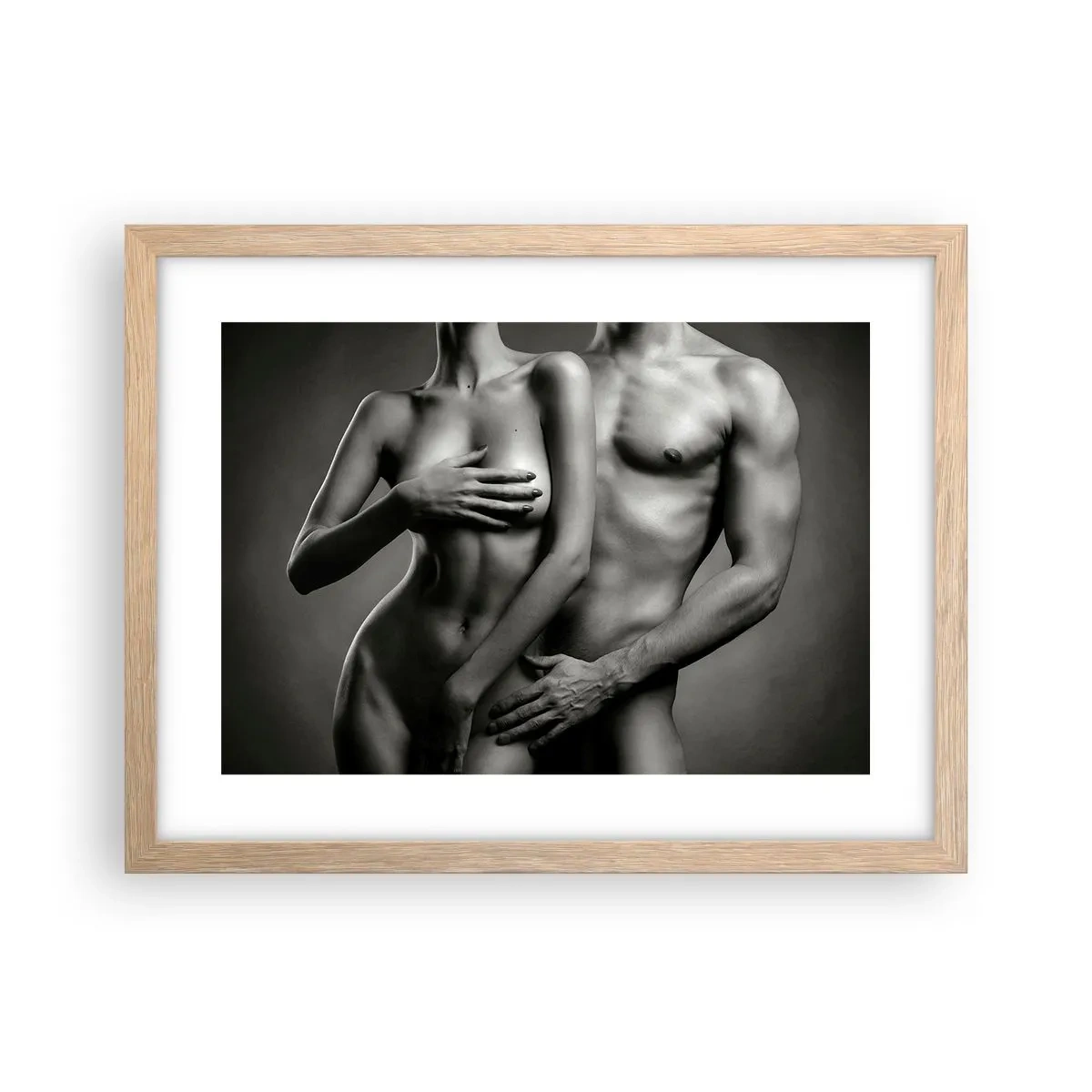 Poster în ramă de stejar deschis - Adam și Eva - 40x30 cm