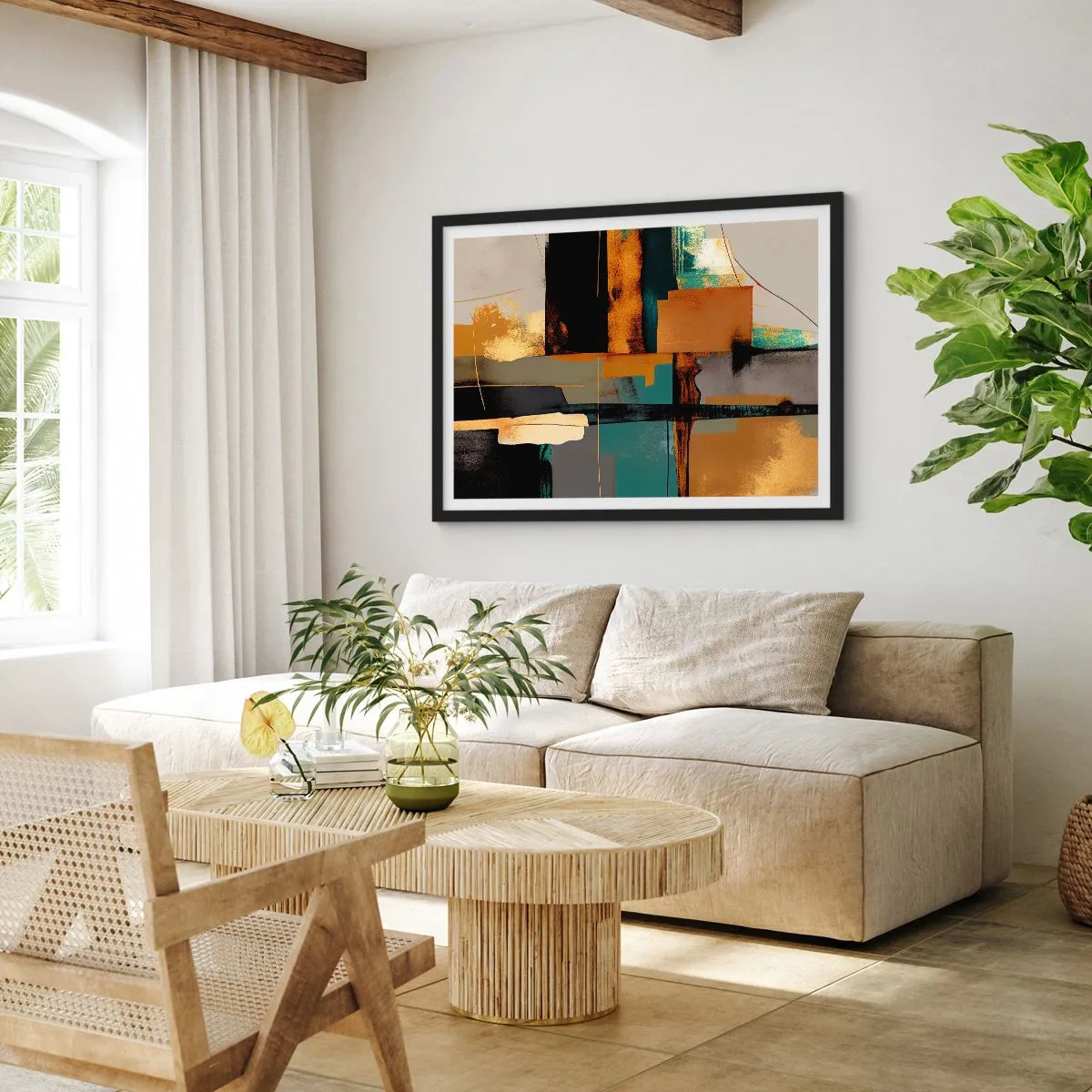 Poster în ramă neagră - Abstracția - lumină și umbră - 100x70 cm