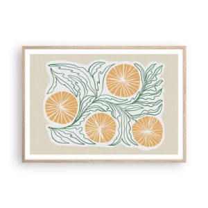 Poster în ramă de stejar deschis - Etnic cu o notă de abstracție - 100x70 cm