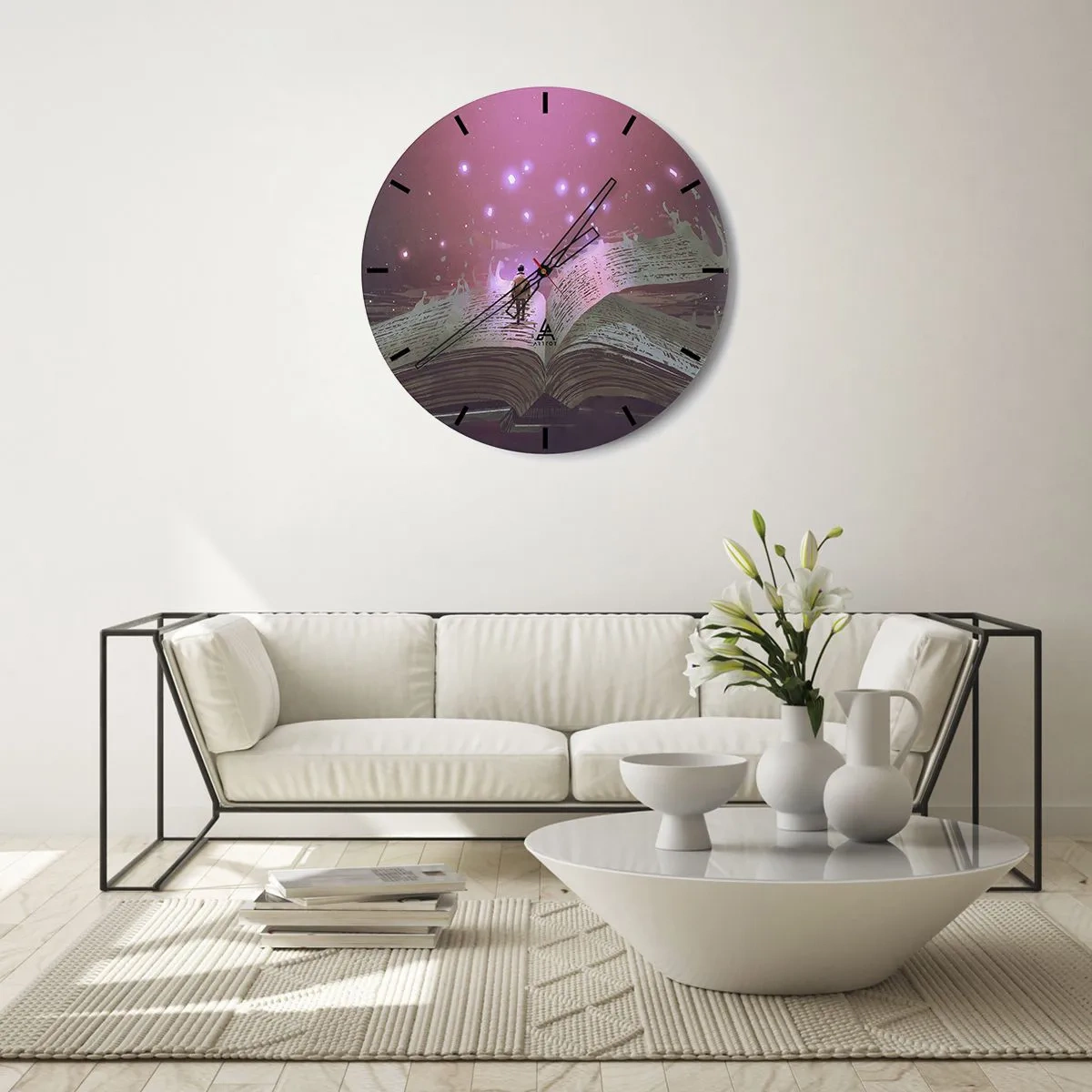 Ceas de perete - Ceas pe sticlă - O invitație către o altă lume - citiți! - 40x40 cm