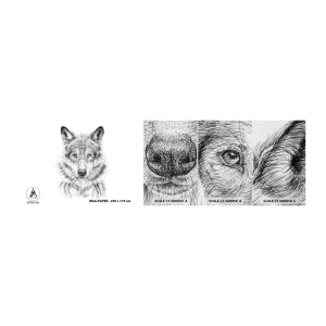 Mostră tapet Premium Canvas - Un lider înnăscut - Lup, Schiță, scandinav - 100x30 cm