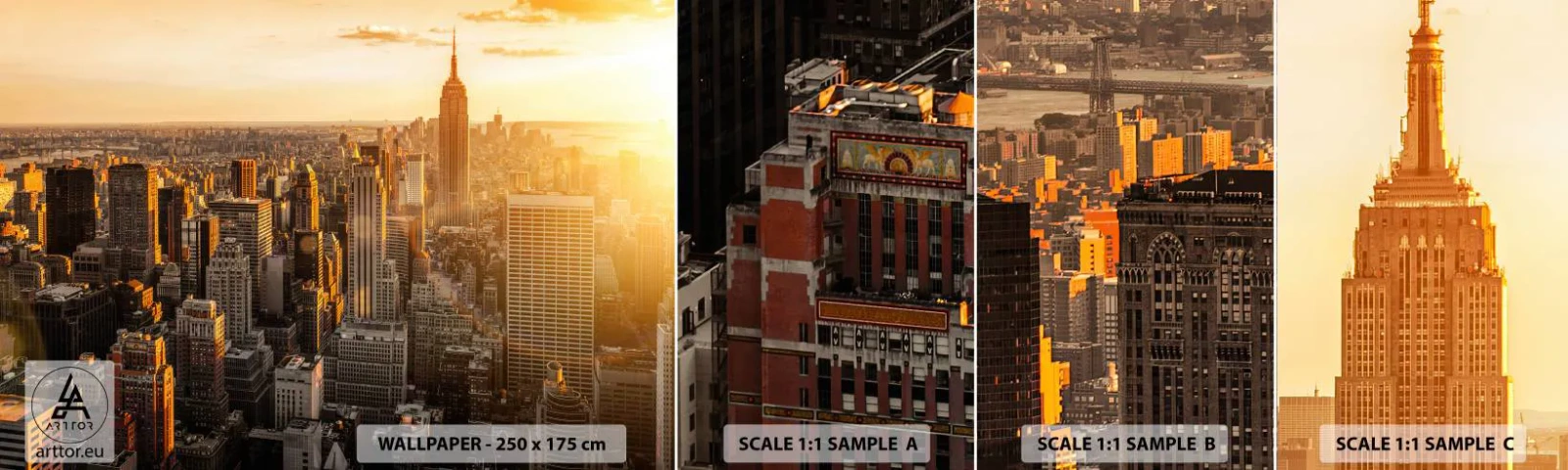Mostră de Tapet Standard Eco - Crescând la soare - Oraș, New York, Arhitectură - 100x30 cm