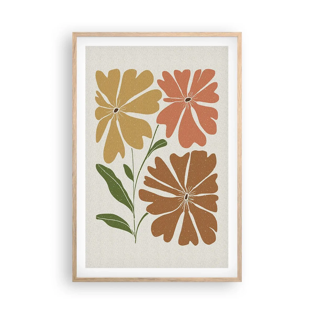 Poster în ramă de stejar deschis - Natură și geometrie - 61x91 cm