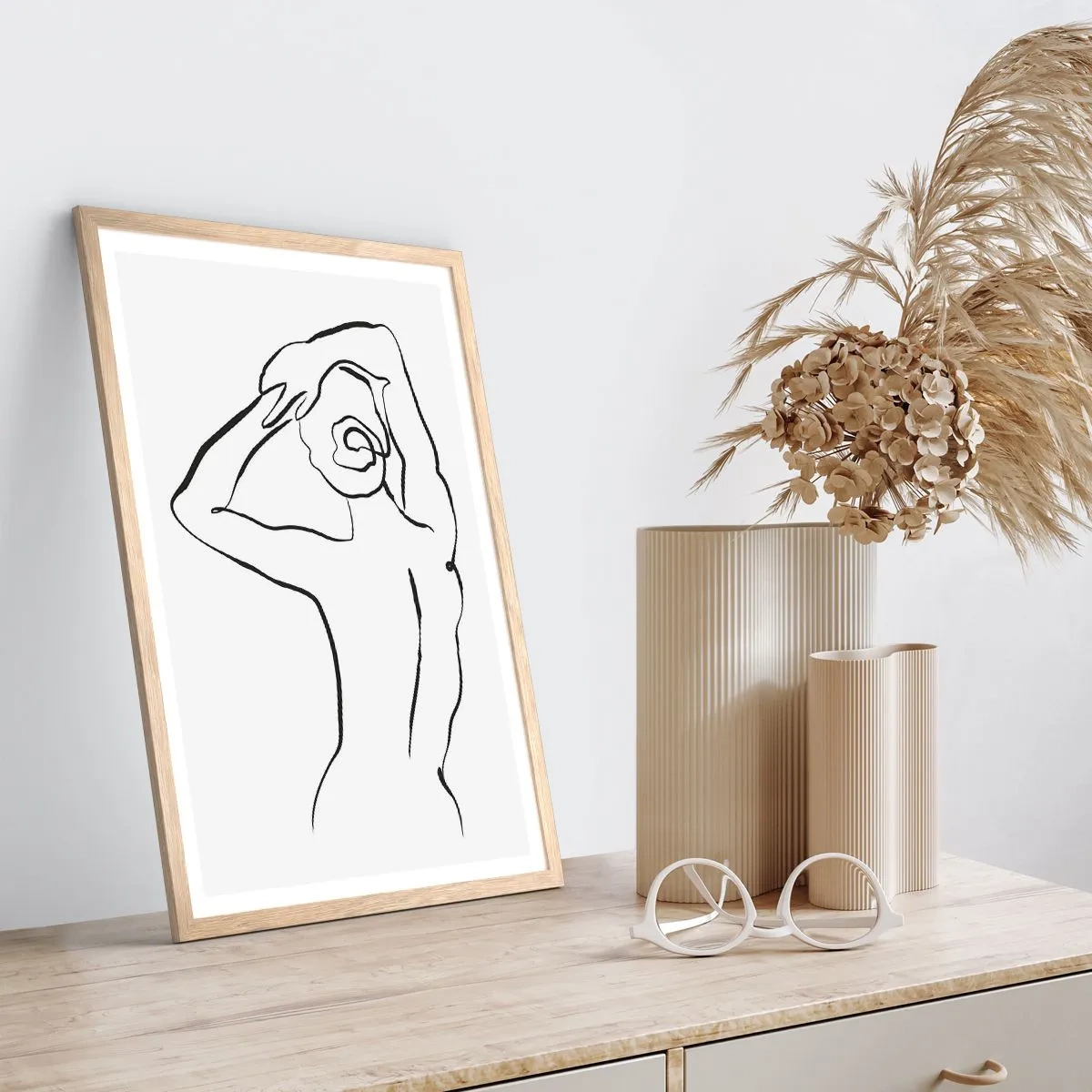 Poster în ramă de stejar deschis - Nud de dimineață - 30x40 cm