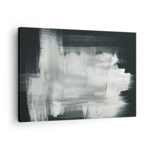Tablou pe pânză Canvas - Linii abstracte albe pe un fundal întunecat - 70x50cm - Țesut vertical și orizontal - Decorațiune modernă pentru perete pentru living și dormitor ARTTOR